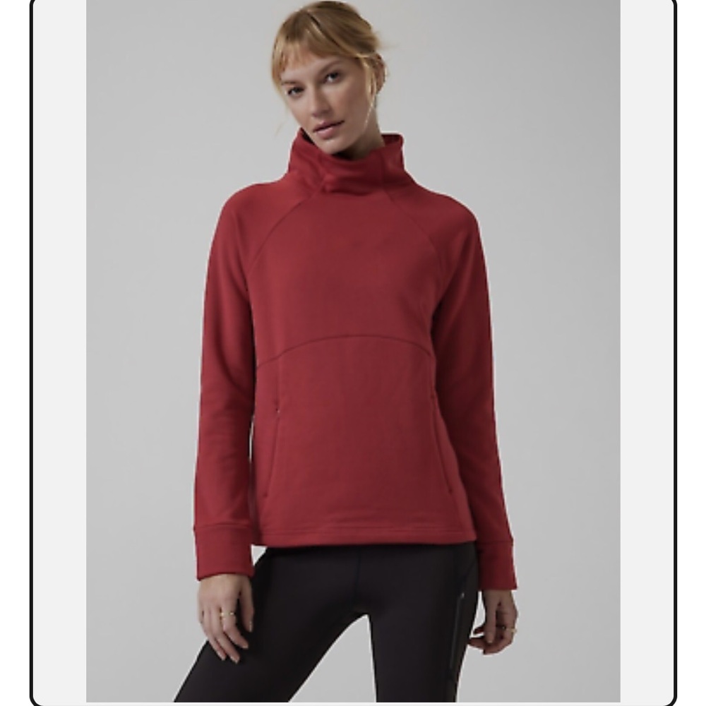 ATHLETA Polartech Funnel Neck size Small Sweatshirt Decadent Red NWOT